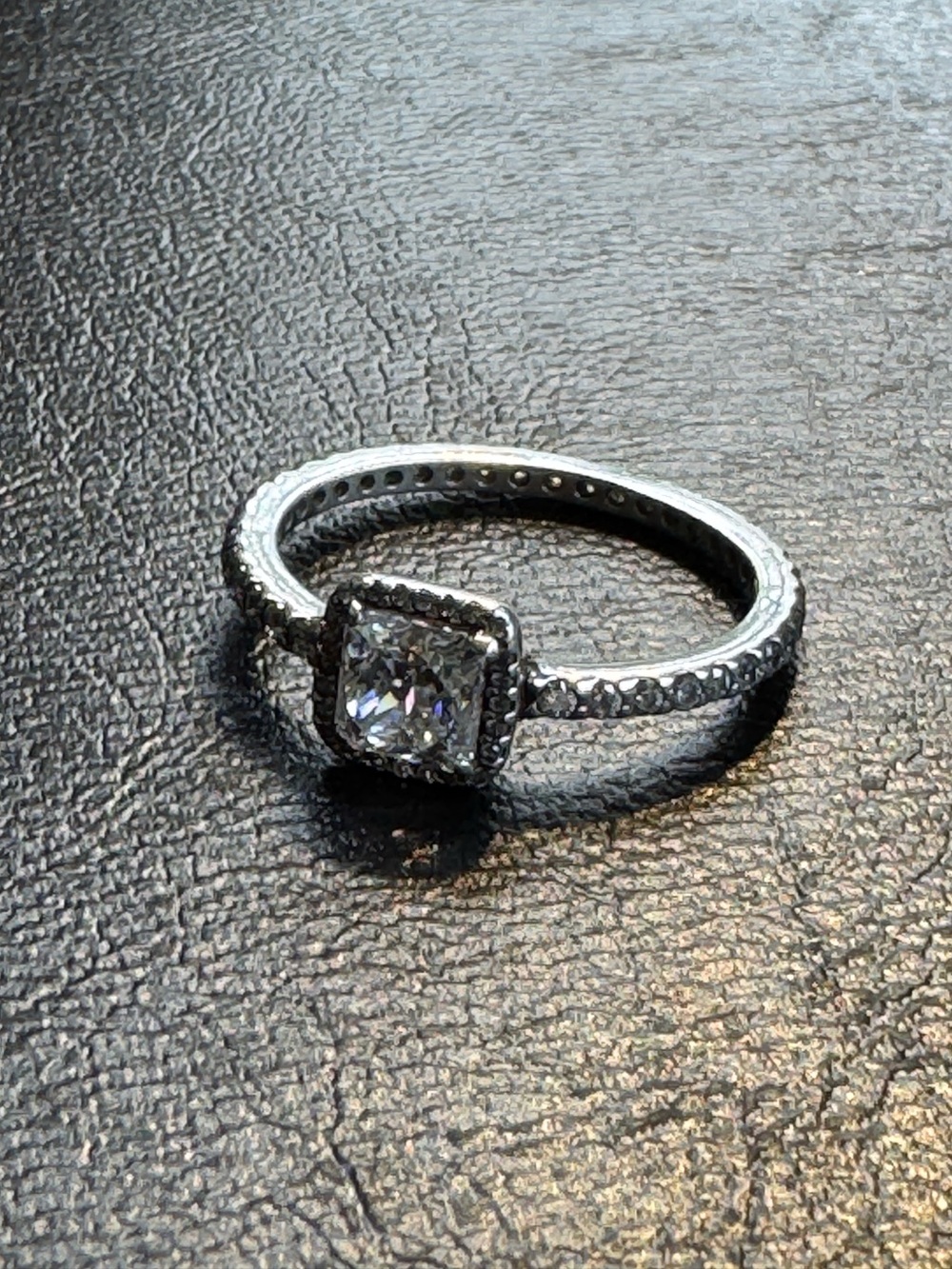 Pandora Square Sparkle Halo Ring Size 9 - Picture 7 of 8